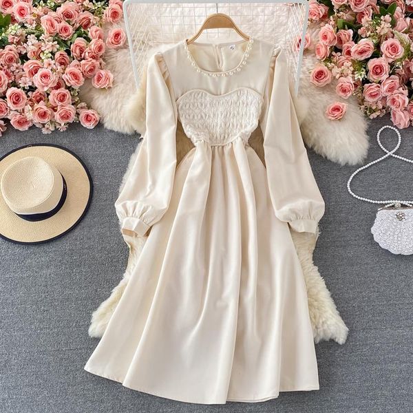casual dresses 2021 autumn korean chi elegant graceful mid-length puff sleeve waist slimming pleated round neck dress, Black;gray
casual dresses 2021 autumn korean chi elegant graceful mid-length puff sleeve waist slimming pleated round neck dress, Black;gray