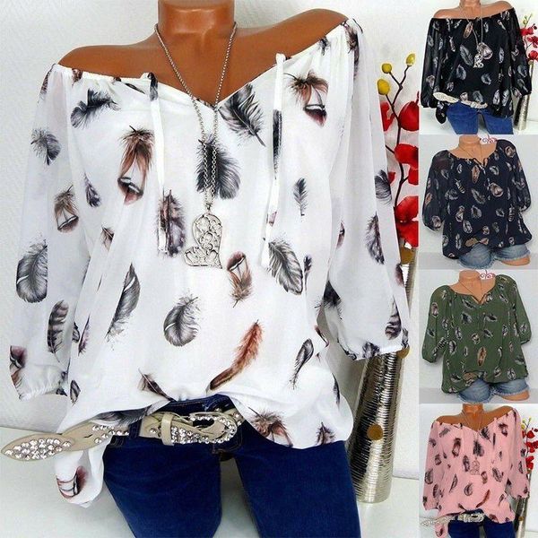 women's blouses & shirts plus size 5xl boho women v neck half sleeve ladies feather print off shoulder blouse casual loose eye-catching, White
women's blouses & shirts plus size 5xl boho women v neck half sleeve ladies feather print off shoulder blouse casual loose eye-catching, White
