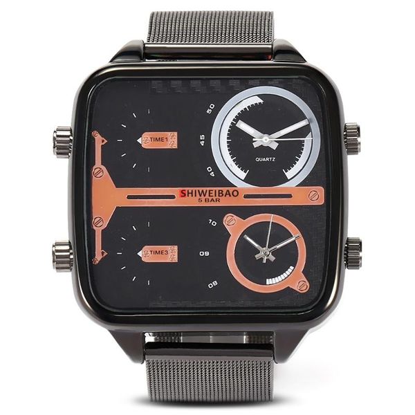 wristwatches shiweibao cool men watches stainless steel mesh band quartz wrist watch for dual times military relogio masculino casual, Slivery;brown
wristwatches shiweibao cool men watches stainless steel mesh band quartz wrist watch for dual times military relogio masculino casual, Slivery;brown