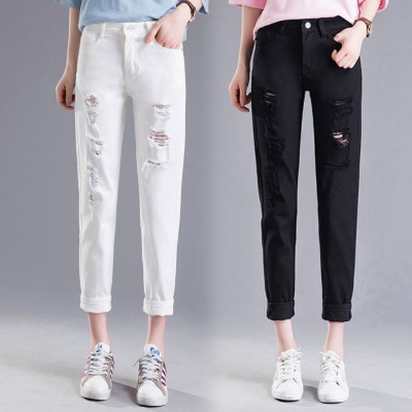 white ripped boyfriend ankle jeans women casual spring summer plain denim harem pants trousers plus size womans 210603, Blue
white ripped boyfriend ankle jeans women casual spring summer plain denim harem pants trousers plus size womans 210603, Blue