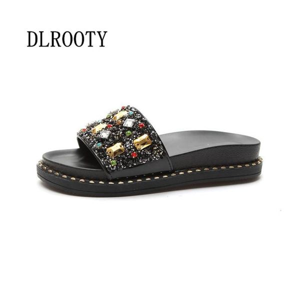 dress shoes woman sandals slippers crystal bling flats 2021 summer style platform slides slip on fashion casual comfortable, Black
dress shoes woman sandals slippers crystal bling flats 2021 summer style platform slides slip on fashion casual comfortable, Black