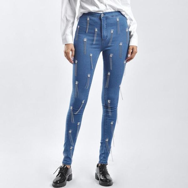 women's jeans tassel skinny woman elastic high waist fashion pencil denim pants blue 2021 arrival r2390
women's jeans tassel skinny woman elastic high waist fashion pencil denim pants blue 2021 arrival r2390
