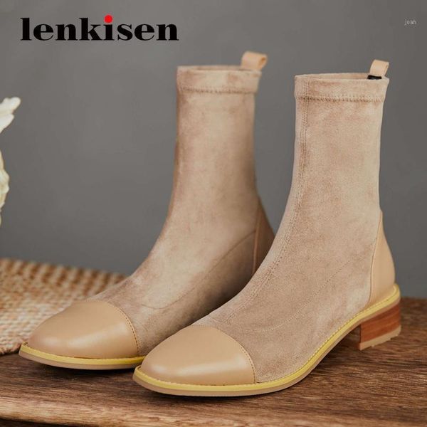 boots lenkisen 2021 saling cow leather mixed coloth stretch round toe thick med heel slip on handmade gorgeous ankle l3f71, Black
boots lenkisen 2021 saling cow leather mixed coloth stretch round toe thick med heel slip on handmade gorgeous ankle l3f71, Black