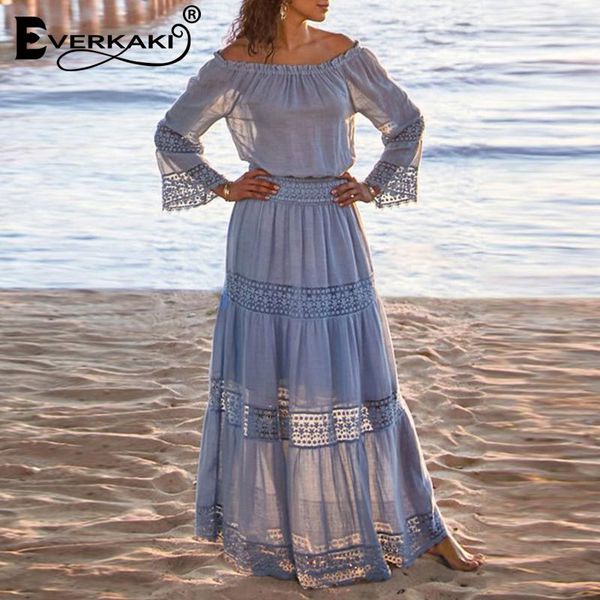 casual dresses everkaki boho solid maxi dress women summer beach elegant ladies holiday long vestido mujer sundress chic female 2021 spring, Black;gray
casual dresses everkaki boho solid maxi dress women summer beach elegant ladies holiday long vestido mujer sundress chic female 2021 spring, Black;gray