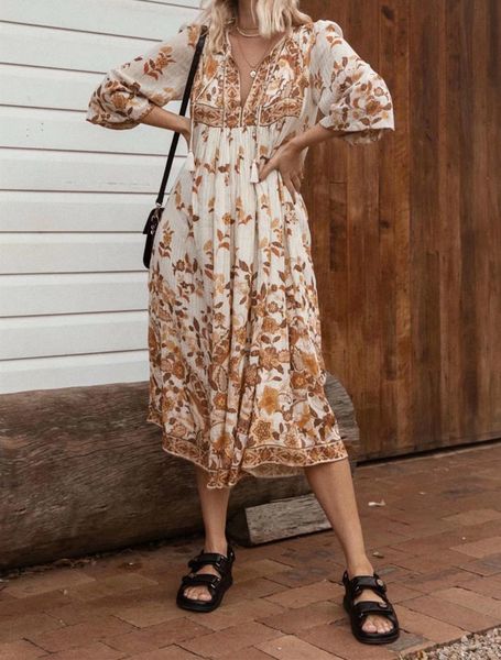 2021 bohemia lacing up v neck pteris flower print long dress khaki ethnic womantassel strappy long sleeve holiday dresses beach, Red
2021 bohemia lacing up v neck pteris flower print long dress khaki ethnic womantassel strappy long sleeve holiday dresses beach, Red