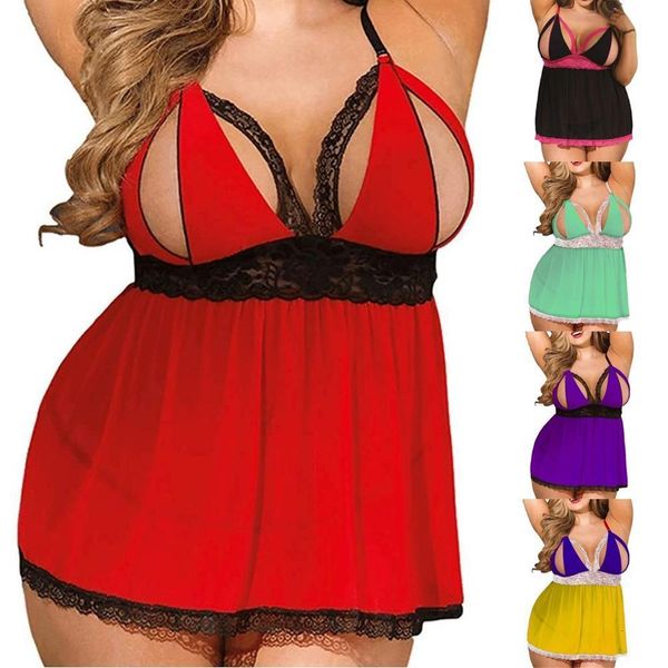 women night dress plus size nightgowns lace mesh lingerie babydoll split cup nightwear sleepwear thongs set, Black;red
women night dress plus size nightgowns lace mesh lingerie babydoll split cup nightwear sleepwear thongs set, Black;red