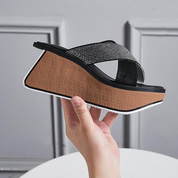 slippers wedges women slope heel summer genuine leather high heels sandals outdoor platform slipper flip flops, Black
slippers wedges women slope heel summer genuine leather high heels sandals outdoor platform slipper flip flops, Black