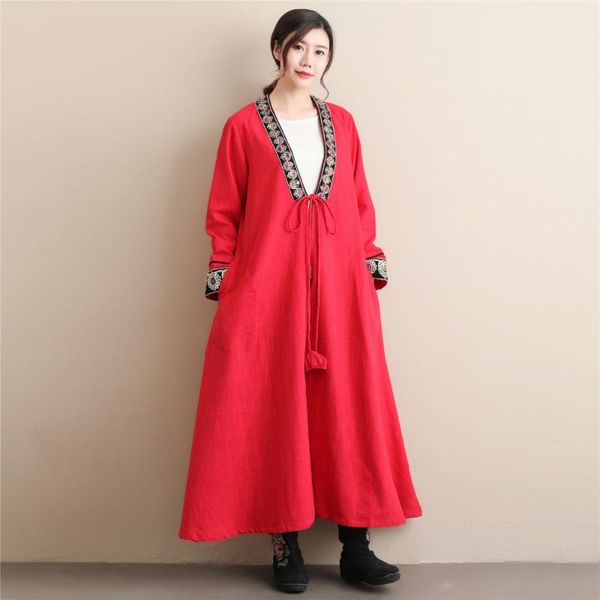 women's trench coats 2021 autumn female windbreaker retro chinese literary style women loose coat long embroidery d821, Tan;black
women's trench coats 2021 autumn female windbreaker retro chinese literary style women loose coat long embroidery d821, Tan;black