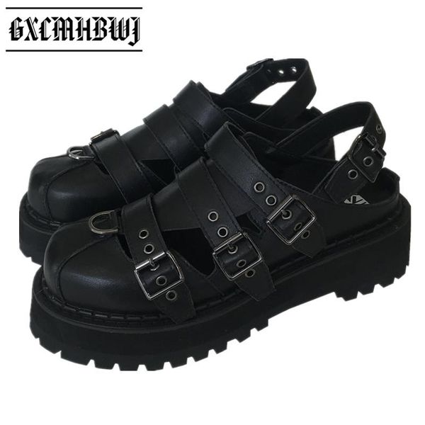 dress shoes gxcmhbwj summer rivet punk platform women round toe thick bottom chunky heel sandals buckle harajuku style genuine leather, Black
dress shoes gxcmhbwj summer rivet punk platform women round toe thick bottom chunky heel sandals buckle harajuku style genuine leather, Black