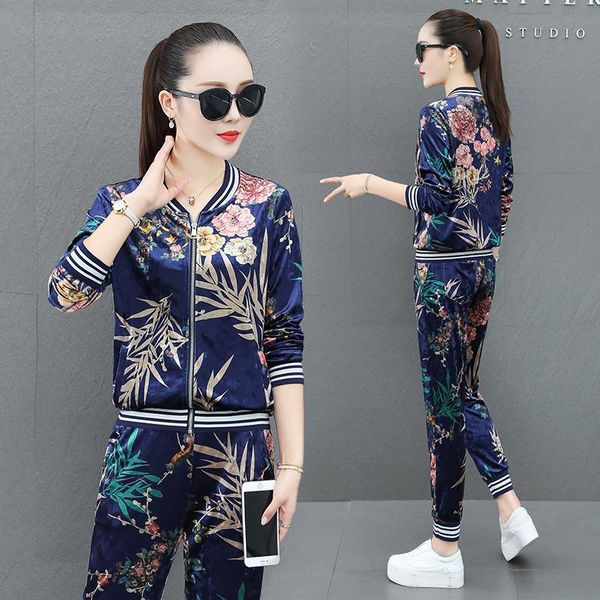 women's two piece pants leisure velvet suit women sets korean tracksuit loose jacket&pants ensemble femme survetement clothes, White
women's two piece pants leisure velvet suit women sets korean tracksuit loose jacket&pants ensemble femme survetement clothes, White