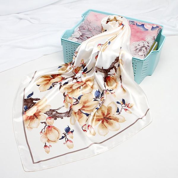 scarves 90*90cm silk flower women foulard square head hijab scarf ladies satiny shawl wrap muffler pareo female poncho, Blue;gray 
scarves 90*90cm silk flower women foulard square head hijab scarf ladies satiny shawl wrap muffler pareo female poncho, Blue;gray