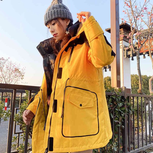 down jacket student work clothes wind women's 2021 winter large loose medium long white duck parker, Black
down jacket student work clothes wind women's 2021 winter large loose medium long white duck parker, Black