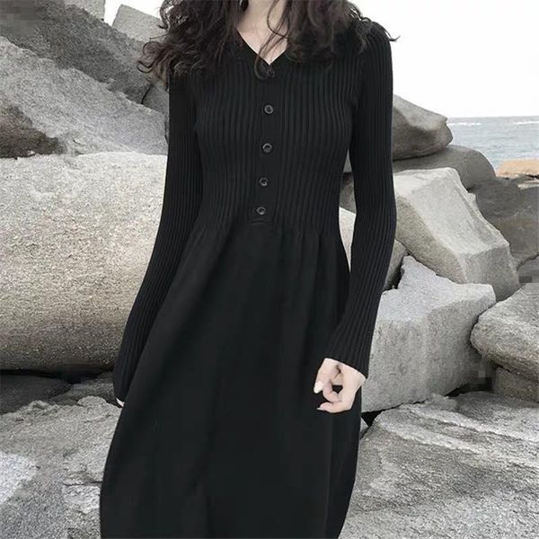 casual dresses qweek knitted dress 2021 autumn knitwear warm knit bodycon long sleeve office ladies v-neck button chic clothes, Black;gray
casual dresses qweek knitted dress 2021 autumn knitwear warm knit bodycon long sleeve office ladies v-neck button chic clothes, Black;gray