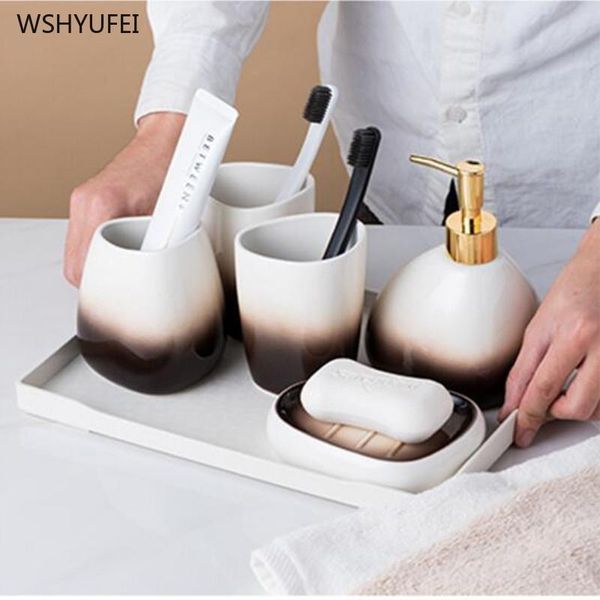 bath accessory set ceramic gradient bathroom accessories washing tools baby bottle mouthwash cup soap toothbrush holder household items