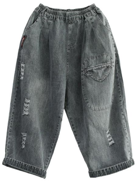 women's jeans 2021 summer women retro elastic waist loose denim trousers ladies casual pocket ripped vintage pants, Blue
women's jeans 2021 summer women retro elastic waist loose denim trousers ladies casual pocket ripped vintage pants, Blue
