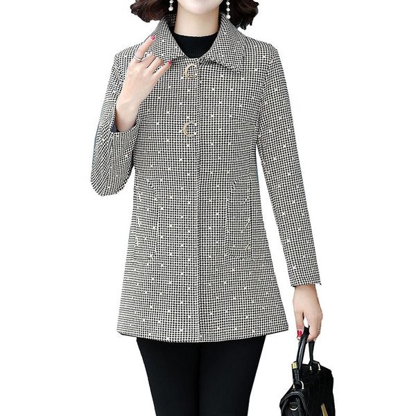 women's trench coats fashion plaid windbreaker female autumn coat mid-length large size middle-aged elderly mother's spring, Tan;black
women's trench coats fashion plaid windbreaker female autumn coat mid-length large size middle-aged elderly mother's spring, Tan;black