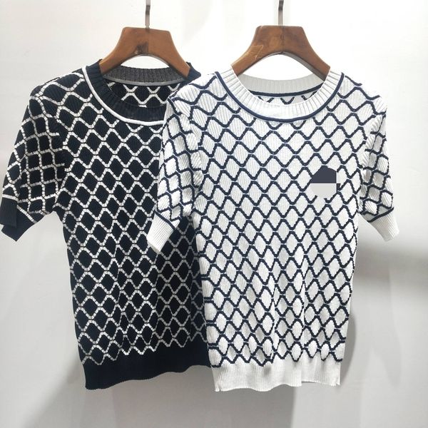 202 2021 spring sweater short sleeve crew neck pullover sweater luxury womens clothes ousheng, White;black
202 2021 spring sweater short sleeve crew neck pullover sweater luxury womens clothes ousheng, White;black