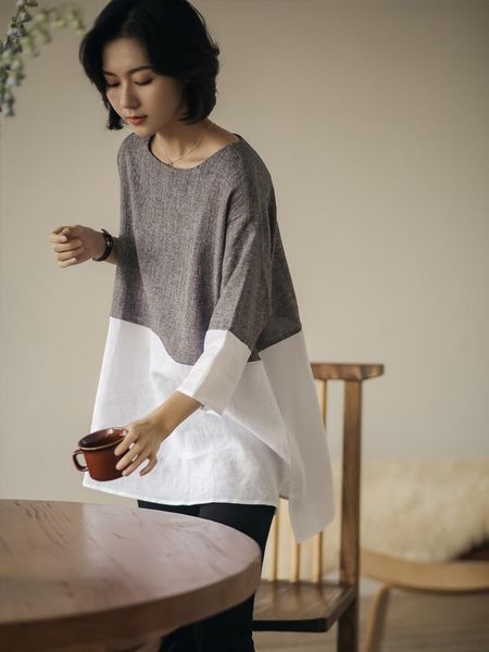 women's t-shirt linen stitching 2021 summer loose medium and long design feeling contrast color covering t-shirt210589, White
women's t-shirt linen stitching 2021 summer loose medium and long design feeling contrast color covering t-shirt210589, White