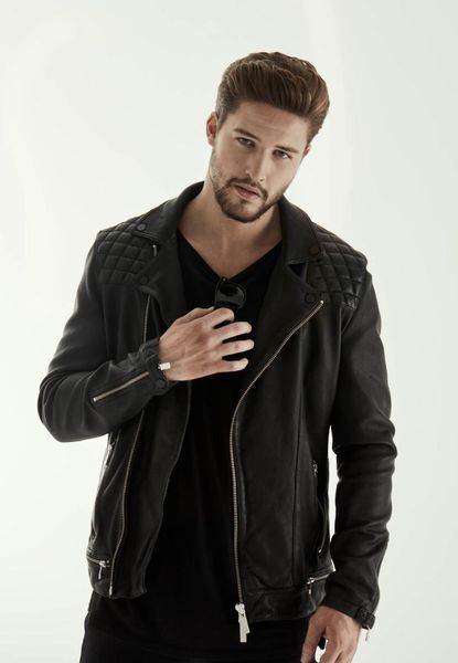 men's leather & faux genuine washed biker nappa jacket ge0001, Black
men's leather & faux genuine washed biker nappa jacket ge0001, Black