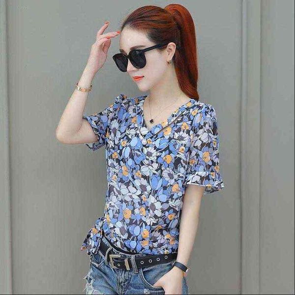spring summer style chiffon womens blouses casual short flare sleeve v neck flower printed blusas df2911, White
spring summer style chiffon womens blouses casual short flare sleeve v neck flower printed blusas df2911, White