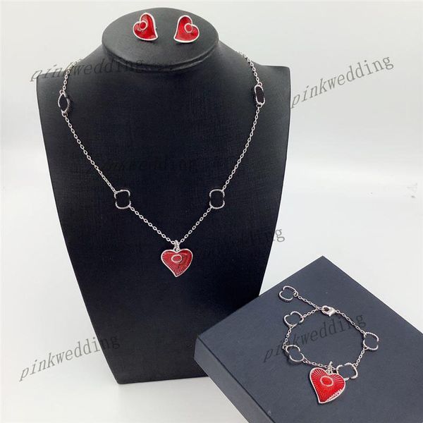 red heart ear stud hollow letter bracelet fashion silver thin chain pendant necklace chic party jewelry set, Black
red heart ear stud hollow letter bracelet fashion silver thin chain pendant necklace chic party jewelry set, Black