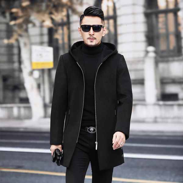 men's winter warm fleece coat autumn with hoodie wool trench jacket outerwear clothes 6j8w, Black
men's winter warm fleece coat autumn with hoodie wool trench jacket outerwear clothes 6j8w, Black