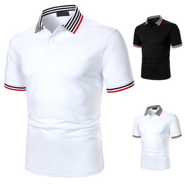 men's polos men short sleeve shirt striped color matching fashion lapels, White;black
men's polos men short sleeve shirt striped color matching fashion lapels, White;black