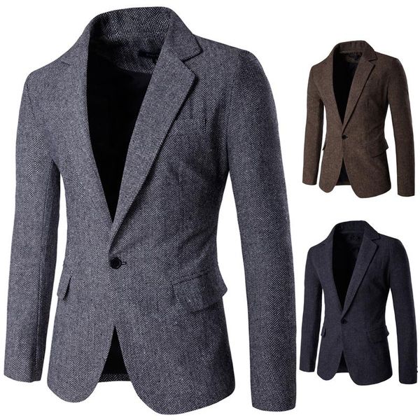men's suits & blazers mens blazer autumn/winter smart casual single button herringbone fabric simple slim fit, White;black
men's suits & blazers mens blazer autumn/winter smart casual single button herringbone fabric simple slim fit, White;black
