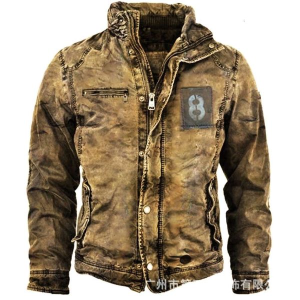casual men's coat wash jacket, Black;brown