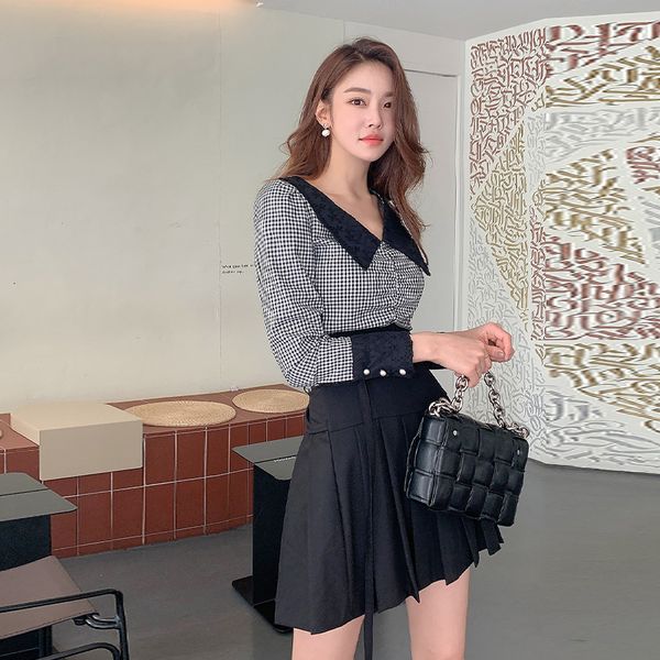 spring combined women's pieces shredded plaid lace sleeve + waist skirt plissad peice ta5151 3ity, Black
spring combined women's pieces shredded plaid lace sleeve + waist skirt plissad peice ta5151 3ity, Black