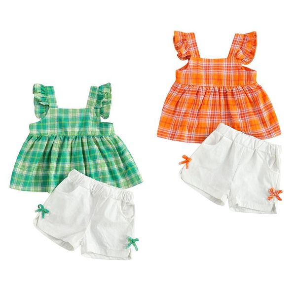 3-7y summer lovely infant girls clothes sets 2pcs plaid print ruffles short sleeve t shirts shorts 2 colors, White
3-7y summer lovely infant girls clothes sets 2pcs plaid print ruffles short sleeve t shirts shorts 2 colors, White