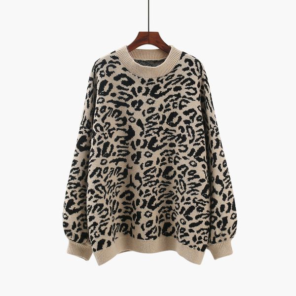 autumn leopard print sweater women's pullover korean version loose lazy style small fresh 210525, White;black
autumn leopard print sweater women's pullover korean version loose lazy style small fresh 210525, White;black
