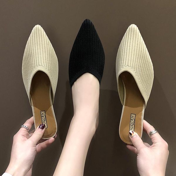 slippers knitted breathable baotou ladies half spring and summer fashion all-match pointed toe low-heeled muller shoes, Black
slippers knitted breathable baotou ladies half spring and summer fashion all-match pointed toe low-heeled muller shoes, Black