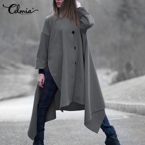 women's wool & blends celmia women 2021 winter fashion asymmetrical coats causal long sleeve warm zipper lapel outwears femininas, Black
women's wool & blends celmia women 2021 winter fashion asymmetrical coats causal long sleeve warm zipper lapel outwears femininas, Black