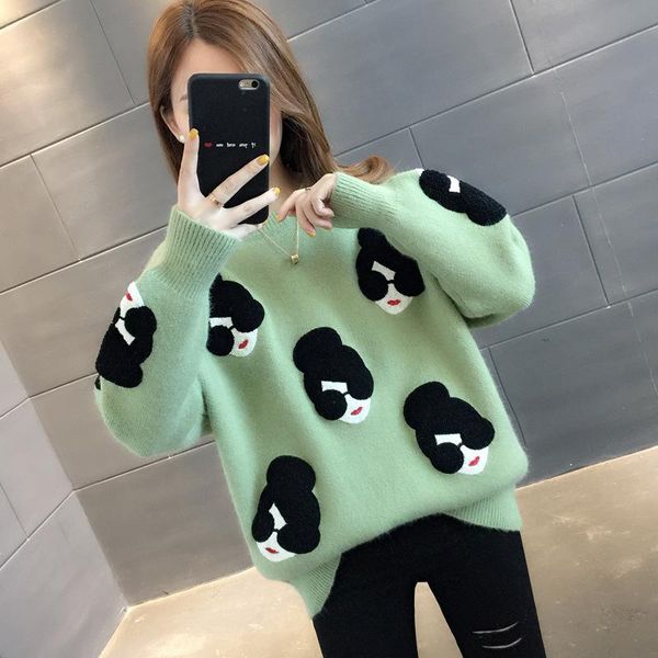 women's sweaters cartoon girl pattern knitted sweater o-neck print loose female pullovers winter 2021 fashion warm school ladies, White;black
women's sweaters cartoon girl pattern knitted sweater o-neck print loose female pullovers winter 2021 fashion warm school ladies, White;black