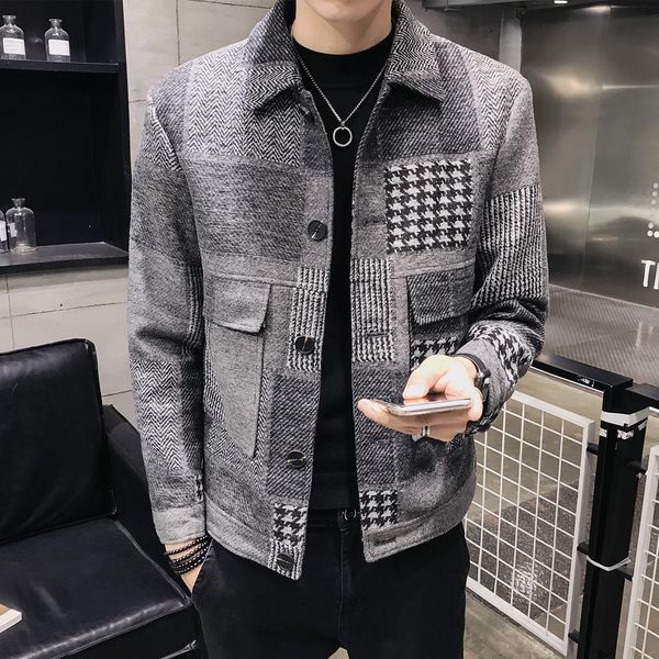 z019 winter wool blend men's short chess jackets fine fashion jacket trench coat 5ar3, Black
z019 winter wool blend men's short chess jackets fine fashion jacket trench coat 5ar3, Black