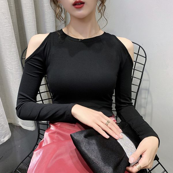 2021 new t-shirt women fashion soft cotton off shoulder shirts long sleeve elasticity tee feminine e0oh, White
2021 new t-shirt women fashion soft cotton off shoulder shirts long sleeve elasticity tee feminine e0oh, White