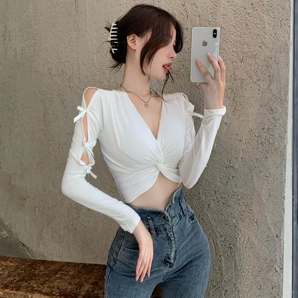 women's t-shirt women autumn korean style fashion slim bow long sleeve tee shirts girl bar ktv nightclub streetwear hip hop, White
women's t-shirt women autumn korean style fashion slim bow long sleeve tee shirts girl bar ktv nightclub streetwear hip hop, White