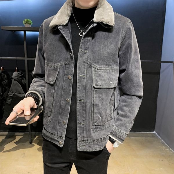 mode 2021 autumn thick denim breeches warm jackets men's clothes the whole single game breasted turn down casual collar denies coats x2, Black;brown
mode 2021 autumn thick denim breeches warm jackets men's clothes the whole single game breasted turn down casual collar denies coats x2, Black;brown
