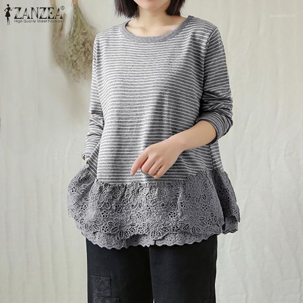 women's blouses & shirts vintage causal striped blouse zanzea 2021 spring lace crochet blusas female long sleeve stiching tunic plus si, White
women's blouses & shirts vintage causal striped blouse zanzea 2021 spring lace crochet blusas female long sleeve stiching tunic plus si, White