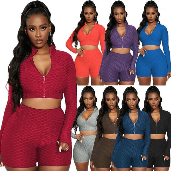 women's tracksuits 2021 women summer biker two piece set turn down collar skinny sportsuit tracksuit full sleeve coat + short pants clo, Gray
women's tracksuits 2021 women summer biker two piece set turn down collar skinny sportsuit tracksuit full sleeve coat + short pants clo, Gray