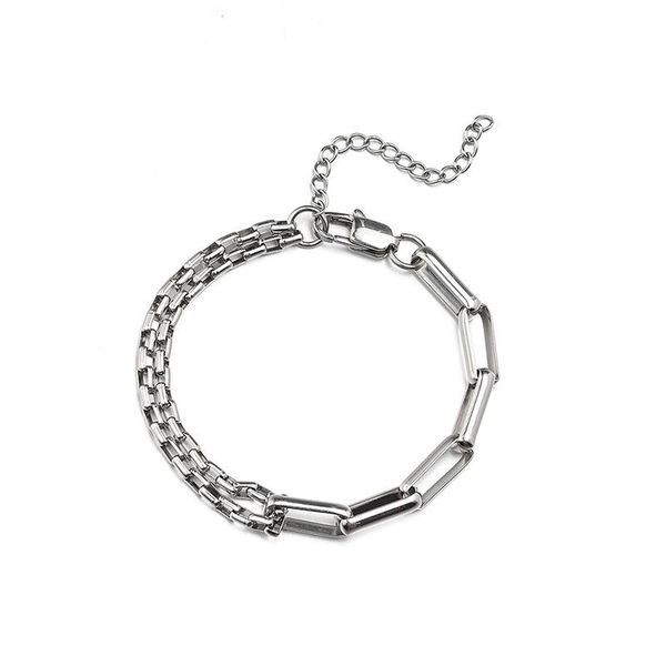 link, chain splicing double layered band bracelet men and women fashion personality design titanium steel couple necklace, Black
link, chain splicing double layered band bracelet men and women fashion personality design titanium steel couple necklace, Black