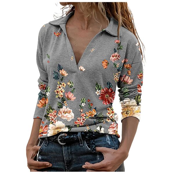 women fashion elegant deep v-neck blouse shirt autumn winter retro floral print long sleeve pullover ladies streetwear blusa, Gray
women fashion elegant deep v-neck blouse shirt autumn winter retro floral print long sleeve pullover ladies streetwear blusa, Gray