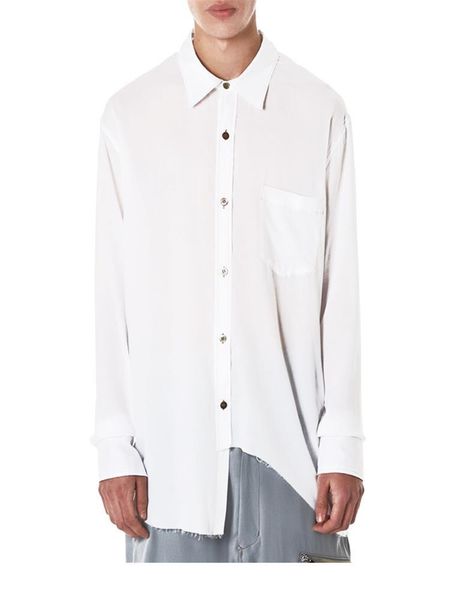 men's casual shirts white shirt front and back button small designer brands hem loose large, White;black
men's casual shirts white shirt front and back button small designer brands hem loose large, White;black