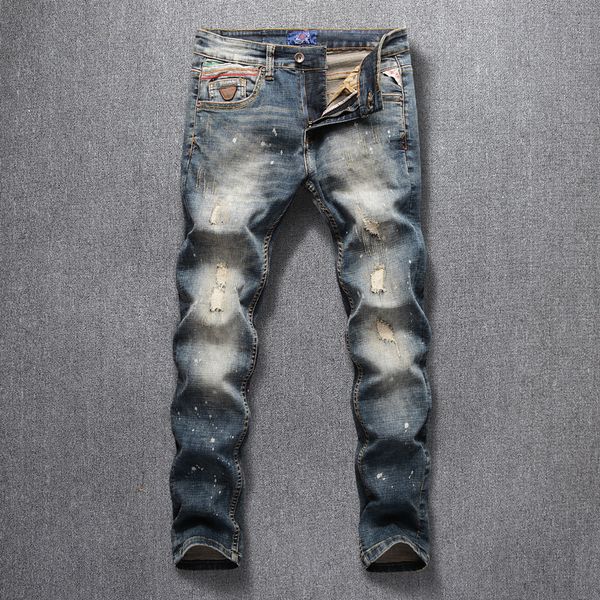 2021 new fashion streetwear retro wash patchwork ripped men punk pants slim fit vintage designer hip hop jeans homme hc8t, Blue
2021 new fashion streetwear retro wash patchwork ripped men punk pants slim fit vintage designer hip hop jeans homme hc8t, Blue