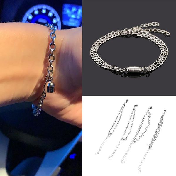 link, chain 1set couples magnet bracelet stainless steel charm attractive men women, Black
link, chain 1set couples magnet bracelet stainless steel charm attractive men women, Black