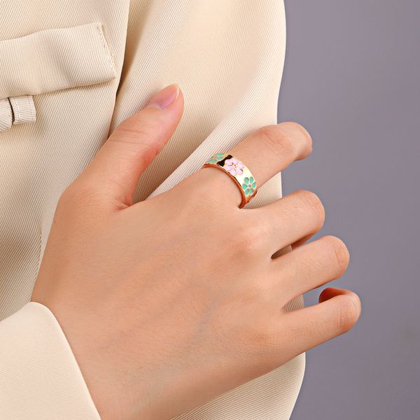 pink green enamel daisy flower stacking rings women korean gold color stainless steel wide circle finger rings adorable jewelry, Silver
pink green enamel daisy flower stacking rings women korean gold color stainless steel wide circle finger rings adorable jewelry, Silver