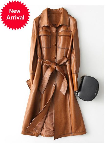 women 2021 new dress style genuine sheep leather coat lady simple style jacket fall/winter trench coat a28214, Black
women 2021 new dress style genuine sheep leather coat lady simple style jacket fall/winter trench coat a28214, Black