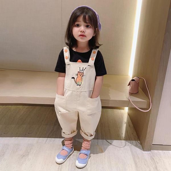girls' spring 2020 suspenders loose casual children's autumn new pants, Blue 
girls' spring 2020 suspenders loose casual children's autumn new pants, Blue