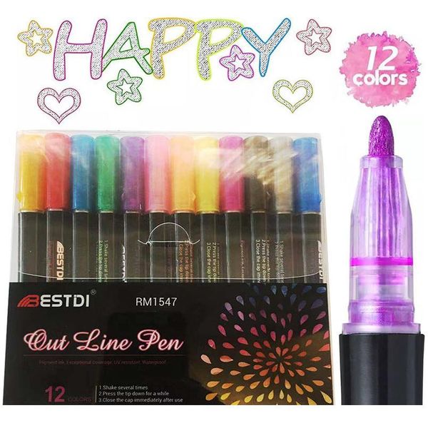 8/12pcs colors outline fluorescent pen kawaii metallic double lines art markers highlighter marker for drawing school qylgsu
8/12pcs colors outline fluorescent pen kawaii metallic double lines art markers highlighter marker for drawing school qylgsu